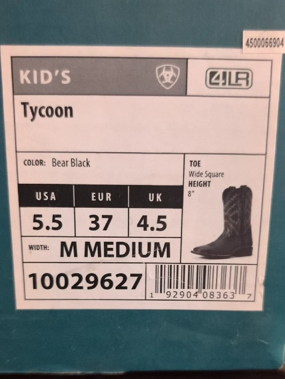 Ariat Black Kids' Western Pull-On Boots 5.5 Used Contrast Stitching Cowboy Ranch